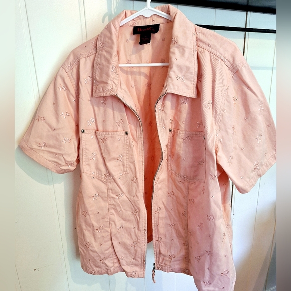 Denim&Co Pants - NWOT Denim&Co Soft Pink Coral Floral Jacket Pant Set Sz 1X